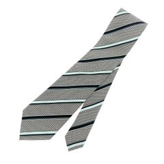 Ermenegildo Zegna エルメネジルドゼニア  ネクタイ   シルバーカラー×ブラック シルク100％ メンズ レジメンタル　240001139374
