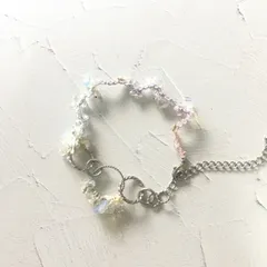 天然石　レース　チェーン　ブレスレット　（ホワイト）
