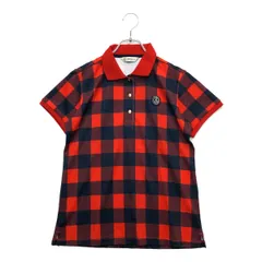 中古 レディース アンパスィ and per se 半袖ポロシャツ L 赤×紺 レッド×ネイビー チェック