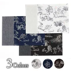 百道発信　鳥獣戯画　ランチョンマット (IKI-1536)　45×31cm　福岡県の布製品　和文様　京都高山寺　国宝絵巻　和風のプレースマット　大きめサイズ　白／紺／黒　リネン・綿　日本製　Fabric place mat  Fukuoka craft