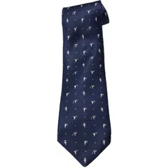 MADE IN ITALY製 BVLGARI 小紋柄セッテピエゲシルクネクタイ ネイビー