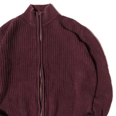 00's LLビーン ジップアップ コットン ニット カーディガン (M) エンジ系 ドライバーズニット セーター 00年代 旧タグ オールド アメリカ古着 USED  ビンテージ ヴィンテージ