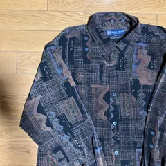 昭和レトロ　長袖シャツ　総柄シャツ　LLサイズ