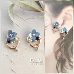 紫陽花✿*:(濃淡有紫系青)ピアスorイヤリング♪ハンドメイド