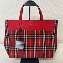 週末最終価格！バーバリー　BURBERRY 赤チェック　トートバッグ