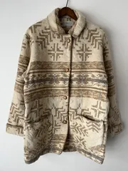 USA製 90s LAND’S END ネイティブ柄ウールジャケット