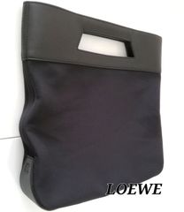 【特大】LOEWE ボストンバッグ リピートアナグラム 肩掛け PVC×レザー黒 特大】LOEWE ボストンバッグ リピートアナグラム 肩掛け PVC