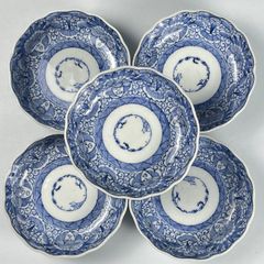 762 染付　花　古伊万里　伊万里焼　骨董　アンティーク　膾皿　5客セット