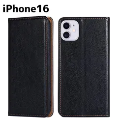 iPhone16 ケース スマホカバー 手帳型 マグネット ブラック 黒 無地 PUレザーシンプル アイフォーン16 アイホン携帯カバー人気 おすすめ b4
