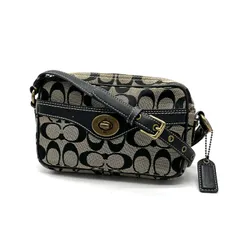 【中古】良品 COACH コーチ シグネチャー キャンバス レザー ショルダー バッグ eH0985N