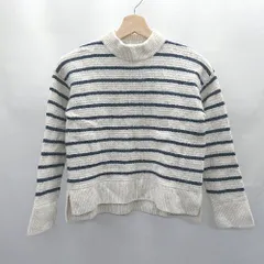 ◇ ⊇ UNIQLO ボーダー柄 COMPTOIR DES COTONNIERS 長袖 セーター ニット サイズ M ホワイト ネイビー レディース E  【1501160043023】