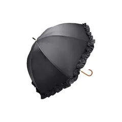 中谷 Natural Basic 晴雨兼用長傘 UVフリルドーム ブラック 【914-052】 手開き 親骨サイズ:50cm ブラックコーティング加工 0