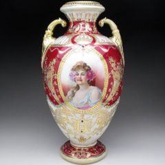 オールド・バカラ 博物館級 大型 オパーリンクリスタル製 手彩色子供図 