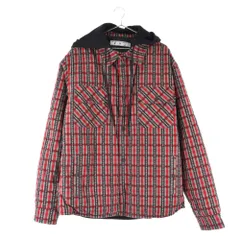 OFF-WHITE (オフホワイト) 20AW Patterned Hooded Shirt チェック柄フード付きジップアップジャケット OMEA236F20FAB001 レッドのサムネイル