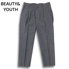 BEAUTY&YOUTH ユナイテッドアローズ 秋冬★ グレンチェック テーパード スラックス パンツ Sz.L メンズ 灰 グレー
