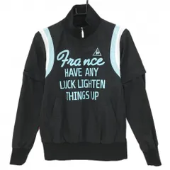 【超美品】ルコック 2WAYブルゾン 黒×ライトブルー ハーフジップ 裏地メッシュ 袖着脱可 レディース M ゴルフウェア le coq sportif