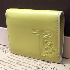 トッズ 2つ折り 財布 革 ロゴ型押し 黄 FP39