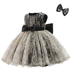 80_ブラック [Karwavyi] 子供ドレス ベビードレス 赤ちゃんワンピースセレモニードレス フォーマル リボンが付き キッズドレス発表会 結婚式 演奏会 お誕生日 記念写真 刺繍 お宮参り プレゼント(80,ブラック）