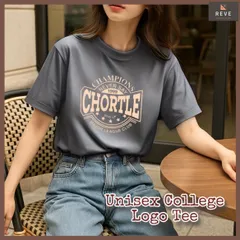 【グレー】ロゴtシャツ　レディース　半袖　韓国カジュアル　カレッジ風　カジュアルTシャツ　厚手素材　ゆったり　ユニセックス対応　コットン100％　古着風　夏コーデ　おしゃれ　ストリート系　オーバーサイズ　CHORTLE 515A