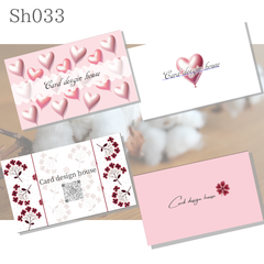 ♦︎♢sh033　ショップカード 　♡　ワインレッドの花　ピンク　 アクセサリー台紙　ネイルチップ台紙　サンキューカード　メッセージカード　名刺　片面100枚