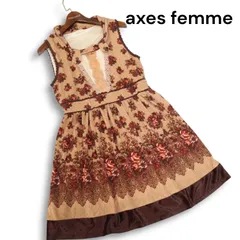 axes femme アクシーズファム 秋冬 花柄 フラワー♪ レース ベロア ノースリーブ ワンピース Sz.M　レディース