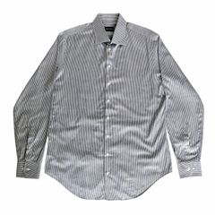 GIORGIO ARMANI ジョルジオアルマーニ ストライプ柄 コットン 長袖 ビジネス ワイシャツ ブルー メンズ size 41 イタリア製