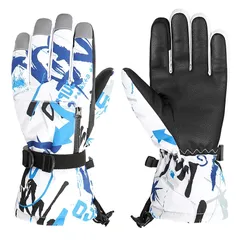 TRIWONDER アウトドアグローブ 防寒グローブ 子供 手袋 男の子 女の子 スキー スノー スポーツグ グローブ 防風 通学 雪遊び サイクリング クリスマス ギフト 冬用 自転車グローブ (02 ブルー, 9-13 歳)