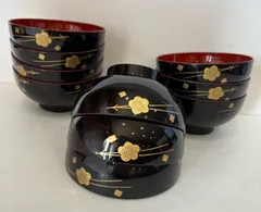 未使用【汁椀セット  18客】梅  黒  朱  御祝  お汁椀