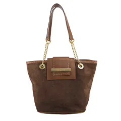 CELINE セリーヌ   ハンドバッグ ブラウン ロゴ ステッチ スエード  mc6jsa