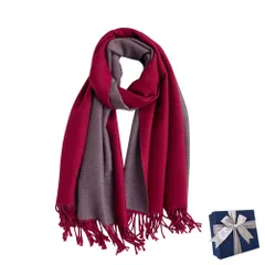 【新着商品】ショール 冬 ウール クリスマス 厚手 プレゼント 暖かい 肌触り良い ギフトボックス付き 男女兼用 ストール 秋冬 両面使える 大判 暖かい カシミヤタッチ 厚手 レディース ウール マフラー 冬 [MiraiHiraki]