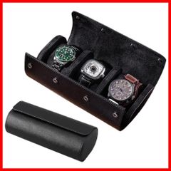 人気商品XIHAMA 腕時計ケース 腕時計収納ボックス レザーケース 1本用/2本用/3本用 耐衝撃 出張 旅行 携帯用 ウォッチボックス メンズ レディース コンパクトケース 腕時計コレクションケース (黒色3本用)