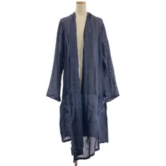 denis colomb / デニスコロン | リネン ロング ガウン ジャケット スプリングコート | XS | ネイビー | レディース