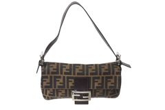 FENDI フェンディ マンマバケット ワンショルダーバッグ 26424 ズッカ柄 ブラウン キャンバス レザー シルバー金具 美品 中古 4b002044