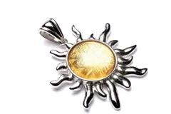 シルバー925 ギベオン(メテオライト隕石) 13mm ゴールド 太陽 ペンダントトップ 1個売り パワーストーン 天然石 _PRG677