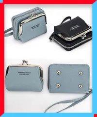 新品 がま口財布 レディース コインケース付き ミニウォレット カードケース 軽量 ポケット多収納 【送料無料】