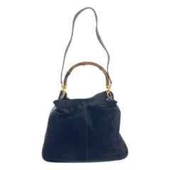 【美品】  GUCCI / グッチ | 2way ショルダー付き スエード切替 レザー バンブーハンドル バッグ / ロゴ総裏地 / ユニセックス | ブラック | レディース