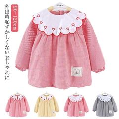 送料無料 90-120cm 女の子 スモックブラウス 長袖スモック 刺繍 ベビースモック 可愛い チェック柄 お食事 エプロン 汚れ防止 絵画 外遊び 外遊び お食事 エプロン ワンピース 保育園 幼