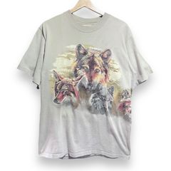 【人気デザイン】 アニマル　ウルフ　オオカミプリントTシャツ　リバースプリント