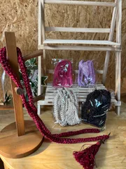 フリンジ付きショルダーストラップ　ラメ白