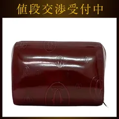 カルティエ ポーチ ボルドー ハッピーバースデー 美品 レザー 中古