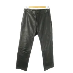 ナンカイ NANKAI ライダーパンツ レザーパンツ 革パン ストレート 牛革 本革 ベルト LL 黒 ブラック /AO21 ■GY01