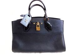 美品 ヴィトン N94153 DU2168 ■ シティ・スティーマーEW レザー×パイソン ノワール ブラック バッグ Louis Vuitton □6F エエ1000