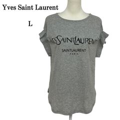 Yves Saint Laurent イヴサンローラン トップス Tシャツ ロゴ 半袖 カジュアル シンプル レディース グレー L