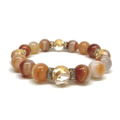 12mm 四神獣金彫水晶×カーネリアン・サードニクス パワーストーン ブレスレット天然石 レッド天眼石 お守り 青龍 白虎 玄武 朱雀 （ゴールド）メンズ・レディース　男性・女性　数珠ブレス　開運  [6]