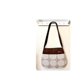 ワンショルダーバッグ 帆布チョコ×北欧あじさいグレージュ