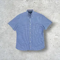 TOMMY HILFIGER Cuntom Fit ギンガムチェック ボタンダウン 半袖 シャツ L