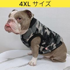 メルカリ フレブル 服 フレンチブルドッグ 4XL 迷彩 フリース 袖なし Tシャツ 冬 イングリッシュブルドッグ  パグ ペット服 犬服 フレブル