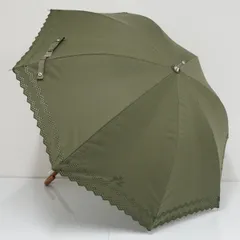 晴雨兼用日傘 POLO RALPH LAUREN ポロラルフローレン USED美品 グリーン ロゴ刺繍 グラス骨 UV 木製手元 50cm S1838