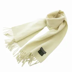 バーニーズニューヨーク BARNEYS NEW YORK マフラー ストール ラムウール フリンジ スコットランド製 白 ホワイト /FF 1107のサムネイル