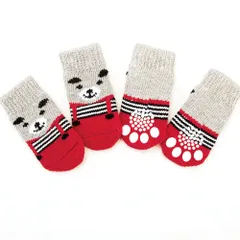 ☆ レッド.クマ ☆ ペット靴下M ☆ ペット 靴下 ソックス yapetsocks2528 犬 滑り止め 靴下 犬用 ソックス 犬用靴下 犬用ソックス フットカバー くつ下 くつした ペット用 小型犬用 いぬ イヌ ペット靴下 ペットくつした 犬服 犬の服